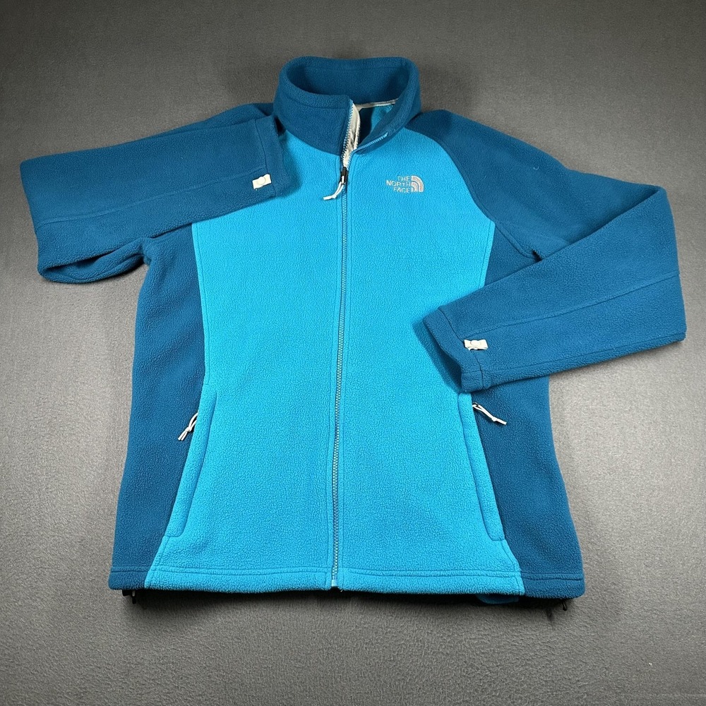 The North Face Fleece Jacket Womens XL Blue Teal Full Zip Outdoor Warm Cozy